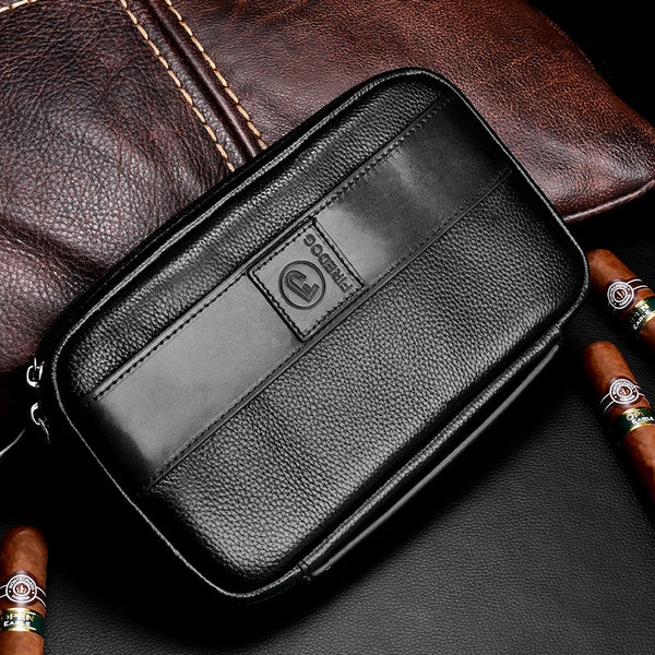 Black Leather Tobacco Pipe Rollup Bag, Pipe Pouch, The Pipe Smoker's Full Set Gift for Him