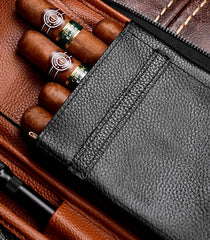 Black Leather Tobacco Pipe Rollup Bags, Pipe Pouch, The Pipe Smoker's Full Set Gift for Him