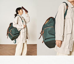 Fashion Black Nylon Leather Mens Backpack Nylon Travel Backpack Green Nylon School Backpack for Men