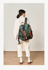 Fashion Black Nylon Leather Mens Backpack Nylon Travel Backpack Green Nylon School Backpack for Men