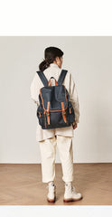Fashion Black Nylon Leather Mens Backpack Nylon Travel Backpack Green Nylon School Backpack for Men