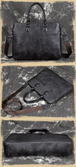 Top Black Leather Men's Professional Briefcase 14‘’ Laptop Best Handbag Business Bag For Men - imessengerbags