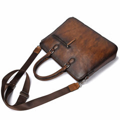 Top Black Leather Men's Professional Briefcase 14‘’ Laptop Best Handbag Business Bag For Men - imessengerbags