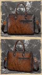 Top Black Leather Men's Professional Briefcase 14‘’ Laptop Best Handbag Business Bag For Men - imessengerbags