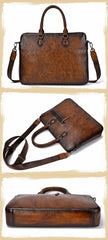 Top Black Leather Men's Professional Briefcase 14‘’ Laptop Best Handbag Business Bag For Men - imessengerbags