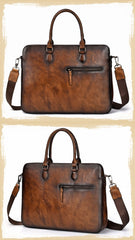 Top Black Leather Men's Professional Briefcase 14‘’ Laptop Best Handbag Business Bag For Men - imessengerbags