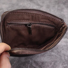 Brown Men Leather Front Pocket Wallets Card Holder Zip Card Holder Wallet For Men