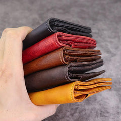 Brown Leather Men Card Holder Wallet Leather Card Holder Slim Wallet with Coin Pocket For Men