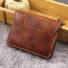 Brown Leather Men Card Holder Wallet Leather Card Holder Slim Wallet with Coin Pocket For Men