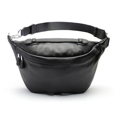 Black MENS LEATHER FANNY PACK BUMBAG Fanny Bag Black WAIST BAGS For Men