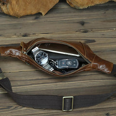 Inside of  Men Leather Waist Bag Mens Leather Fanny Pack Men Leather Bum Bag  