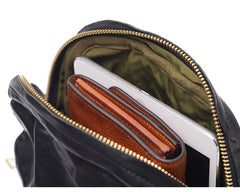 Cool Black Leather Men Small Vertical Messenger Bags Brown Side Bag Courier Bag For Men - imessengerbags