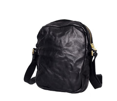 Cool Black Leather Men Small Vertical Messenger Bags Brown Side Bag Courier Bag For Men - imessengerbags