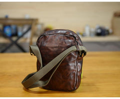 Cool Black Leather Men Small Vertical Messenger Bags Brown Side Bag Courier Bag For Men - imessengerbags