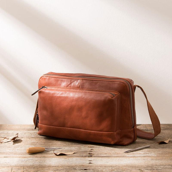 Black Brown Cool Leather Mens Shoulder Bags Messenger Bags for Men - imessengerbags