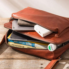 Black Brown Cool Leather Mens Shoulder Bags Messenger Bags for Men - imessengerbags