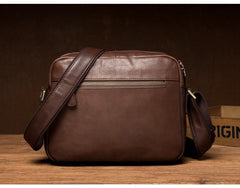 Cool Brown Leather Mens Small Courier Bag Messenger Bag Black Side Bag Postman Bag for Men