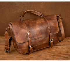 Brown Leather Mens 13 inches Briefcase Laptop Postman Bag Black Side Bag Courier Bag for Men