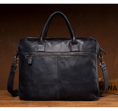 Vintage Brown Leather Mens 15 inches Briefcase Laptop Black HandBag Business Side Bag Work Bag for Men