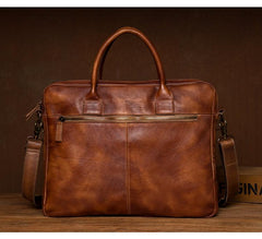 Vintage Brown Leather Mens 15 inches Briefcase Laptop Black HandBag Business Side Bag Work Bag for Men