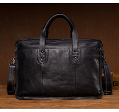 Brown Leather Mens 15 inches Large Briefcase Laptop Side Bag Black Travel Handbag Work Bag for Men - imessengerbags