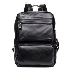 Cool Black Mens Leather 14 inches Computer Backpack College Backpacks School Backpack for men - imessengerbags