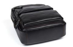 Cool Black Mens Leather 14 inches Computer Backpack College Backpacks School Backpack for men - imessengerbags