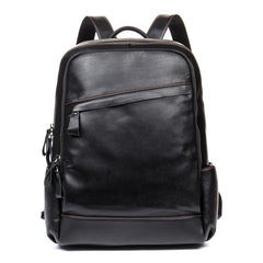 Cool Black Mens Leather 14-inch Computer Backpacks Travel Backpack School Backpacks for men - imessengerbags