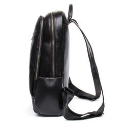 Cool Black Mens Leather 14-inch Computer Backpacks Travel Backpack School Backpacks for men - imessengerbags