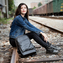 Cool Black Mens Leather 14-inch Computer Backpacks Travel Backpack School Backpacks for men - imessengerbags