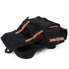 Black CANVAS Mens Casual Waterproof Computer Backpack Black Travel Backpack College Backpack Hiking Backpack For Men - imessengerbags