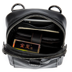 Cool Black Leather Men's Cell Phone Holster Mini Side Bag Belt Pouch For Men - imessengerbags