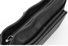 Black Casual Leather Mens 10 inches Side Bag Postman Bag Black Messenger Bag Courier Bag for Men - imessengerbags