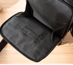Black Casual Leather Mens Vertical Side Bag Black Messenger Bags Postman Bag Courier Bag for Men - imessengerbags
