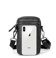 Black Leather Mens MIni Side Bag Messenger Bag Camel Phone Bag Shoulder Bag For Men - imessengerbags