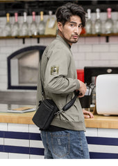 Black Leather Mens MIni Side Bag Messenger Bag Camel Phone Bag Shoulder Bag For Men - imessengerbags
