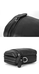Black Leather Mens MIni Side Bag Messenger Bag Camel Phone Bag Shoulder Bag For Men - imessengerbags