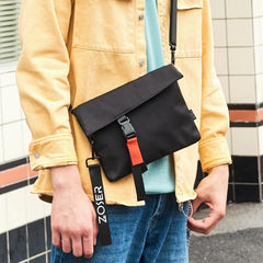 Black Casual Nylon Mens SMall Side Bag Chest Bag Black Messenger Bag Courier Bag for Men - imessengerbags