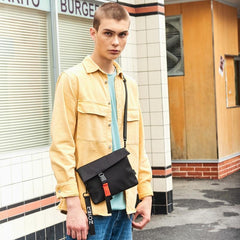 Black Casual Nylon Mens SMall Side Bag Chest Bag Black Messenger Bag Courier Bag for Men - imessengerbags