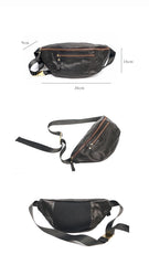 Black Casual Leather Mens Fanny Pack Brown Waist Bag Waist Pack Hip Bag Bum Pack For Men - imessengerbags
