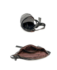 Black Casual Leather Mens Fanny Pack Brown Waist Bag Waist Pack Hip Bag Bum Pack For Men - imessengerbags