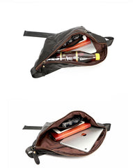 Black Casual Leather Mens Fanny Pack Brown Waist Bag Waist Pack Hip Bag Bum Pack For Men - imessengerbags