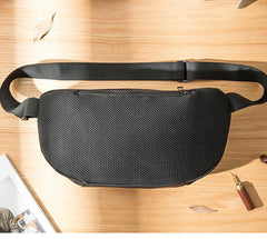Cool Black Nylon Mens 10 inches Chest Bag Messenger Bags One Shoulder Backpack Black Side Bag for Men - imessengerbags