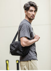Cool Black Nylon Mens 10 inches Chest Bag Messenger Bags One Shoulder Backpack Black Side Bag for Men - imessengerbags