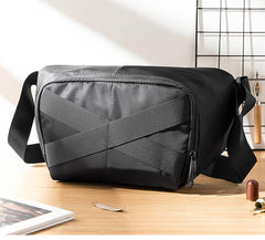 Cool Black Nylon Mens 10 inches Chest Bag Messenger Bags One Shoulder Backpack Black Side Bag for Men - imessengerbags