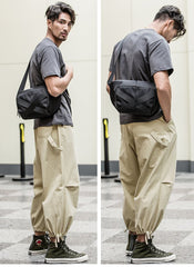 Cool Black Nylon Mens 10 inches Chest Bag Messenger Bags One Shoulder Backpack Black Side Bag for Men - imessengerbags