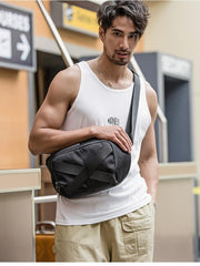 Cool Black Nylon Mens 10 inches Chest Bag Messenger Bags One Shoulder Backpack Black Side Bag for Men - imessengerbags