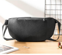 Cool Black Nylon Mens 10 inches Chest Bag Messenger Bags One Shoulder Backpack Black Side Bag for Men - imessengerbags