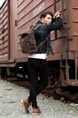 Casual Black Mens Leather 14-inch Large Computer Backpacks Brown College Backpack School Backpacks for men - imessengerbags
