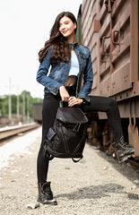 Casual Black Mens Leather 14-inch Large Computer Backpacks Brown College Backpack School Backpacks for men - imessengerbags